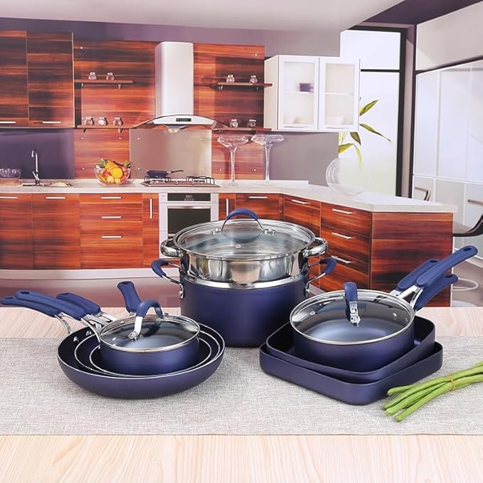 Cookware Set 23 Piece Nonstick Pots and Pans Set Bakeware Set Kitchen Induction Cookware Metal Utensil Oven &amp Dishwasher Safe