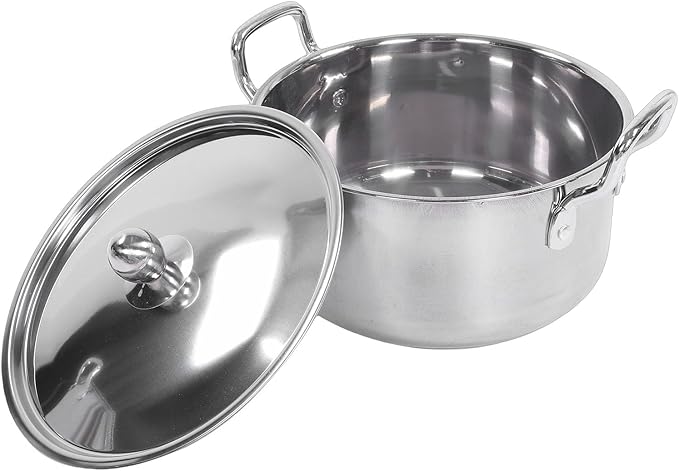 Pissente Stainless Steel Cookware Set Dishwasher Safe Pots Durable Construction 16-28cm for Gas Induction Electric Stoves Family Use