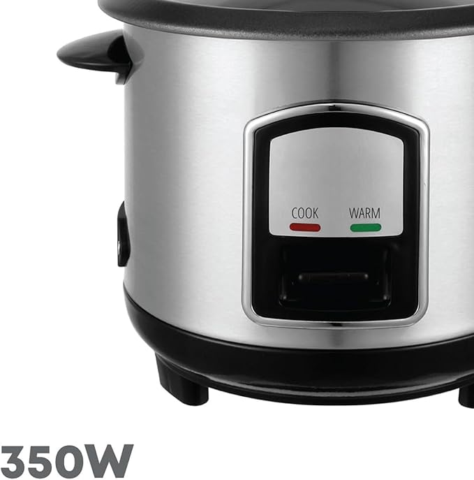 THEGA Electric Rice Cooker - 0.8L Stainless Steel Non-Stick Rice Cooker Removable Bowl Cook &amp Keep Warm Functions and Vented Glass Lid Includes Measuring Cup &amp Spatula