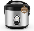 Stainless Steel Rice Cooker with Steamer 4-Cup Uncooked (1.0L)/8-Cup Cooked Electric Grain &amp Vegetable Cooker Auto Keep Warm for Oatmeal Soups &amp Multicooking