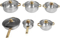 ANGGREK Pan Pot Set Stick Proof Prevent Deformation Cookware Set Stainless Steel for Restaurant (Gold Handle)