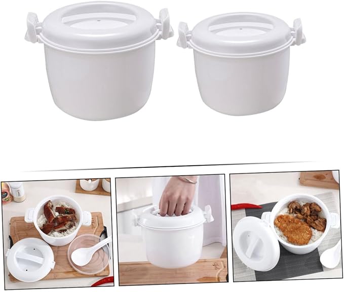 PRETYZOOM 2pcs Insulated Rice Cooker Microwave Rice Cooker Steamer Pot Basket Microwave Containers Portable Asian