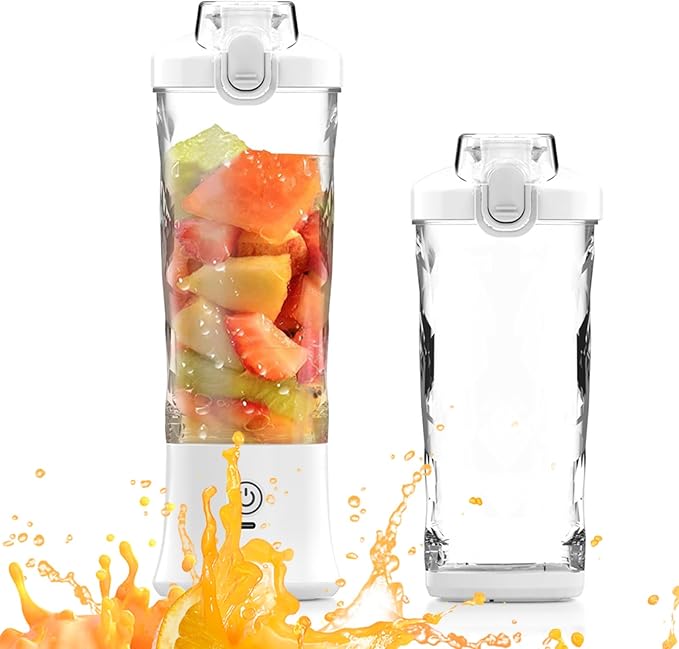 240W Portable Blender 20oz USB Rechargeable Travel Blender with LED Display Pulse &amp Modes IPX7 Waterproof BPA-Freejuice Ice Crushing for Shakes Smoothies Sports &amp Outdoor【White】