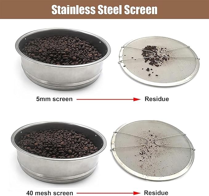 Electric Coffee Bean Cooler 600g Fast Roaster Cooling Machine Coffee Bean Cooling Plate with Stainless Steel Filter Radiator with Stirring Rod for Camping Travel Office 5mmMeshScreen