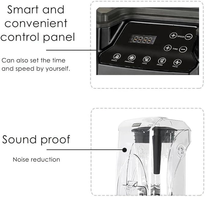 Commercial Stand Mixer 2.2L Electric Blender Smoothie Maker with 110V-240V 18000-30000RPM Capacity Soundproof Hood 5 Presets for Kitchen Milk Tea Coffee Dessert Leisure Shop