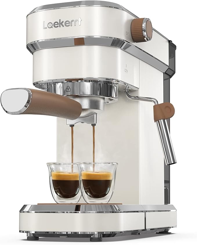 Espresso Machine Expresso Coffee Machines for Home 20 Bar Cafetera Espresso with Milk Frother Steam Wand Compact Small Coffee Maker for Latte and Cappuccino (Pear White Stainless Steel Gift)