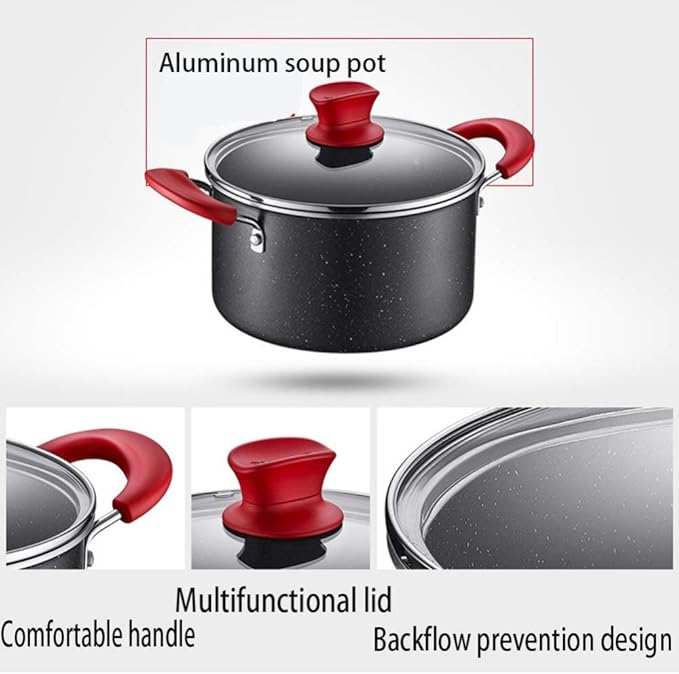 Cookware Set 3 Pieces Nonstick Pots And Pans Induction Saucepan Chemical-Free Kitchen Sets With Stay-Cool Handle Frying Pan Stir Fry PanStock Pot Saute Pans