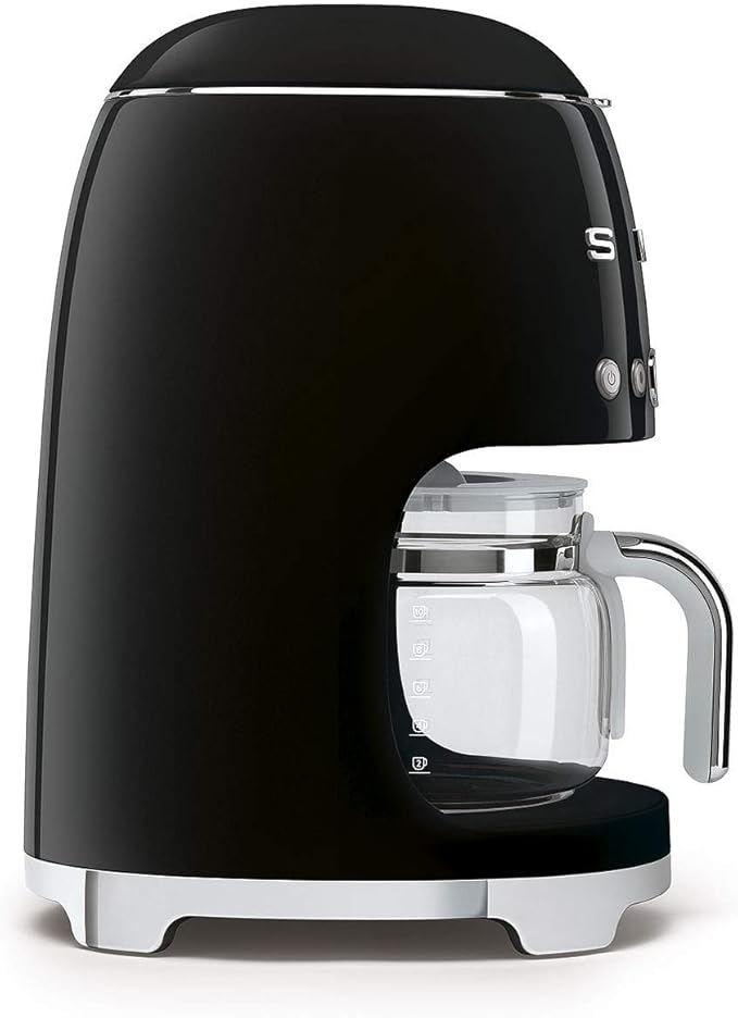 Smeg DCF02BLUK Drip Coffee Machine Auto-Start Mode Reuseable Filter Digital Display Anti-Drip System Aroma Intensity Option 1.4 Litre Tank Black