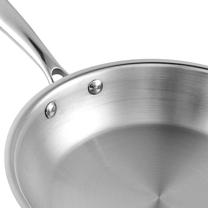 Vinod Platinum Triply Stainless Steel Cookware Combo Set of 2 | 1.5 Litre Kadai (20cm) 20 cm Frypan | Extra Deep Kadai with Lid for Cooking | Induction Cookware