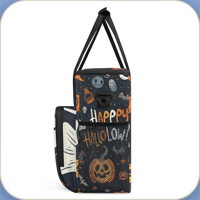 Happy-Halloween Coffee Maker Carrying Bag Ghosts Pumpkins Travel Storage Bag Compatible with K-Mini or K-Mini Plus Single Serve Coffee Brewer Carrying Case with Multiple Pockets &amp Shoulder Strap
