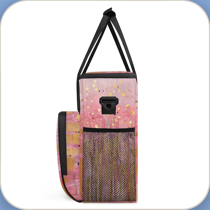 Glitter Coffee Maker Carrying Bag Peach Red Portable Travel Storage Tote Bag Compatible with K-Mini or K-Mini Plus Single Serve Coffee Brewer Carrying Case with Multiple Pockets &amp Shoulder Strap