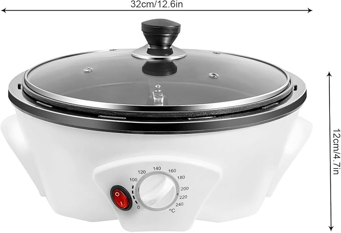 1.1lb Coffee Bean Roaster Adjustable Temperature Baking Machine (32-464℉) Even Heating Honeycomb Pot Roaster Electric Peanut Bean Drying Machine for Home Commercial 110V 800W