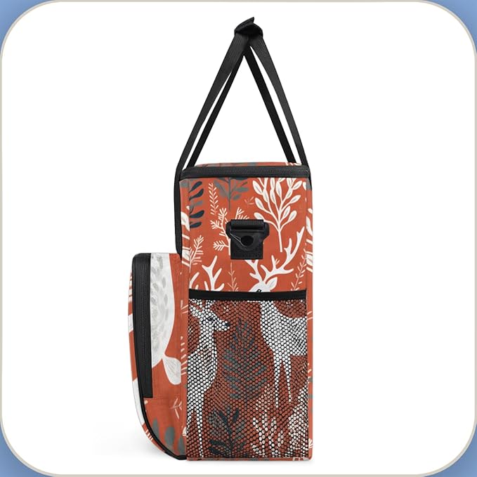 Christmas Elk Coffee Maker Carrying Bag Misty Forest Travel Storage Bag Compatible with K-Mini or K-Mini Plus Single Serve Coffee Brewer Carrying Case with Multiple Pockets &amp Shoulder Strap