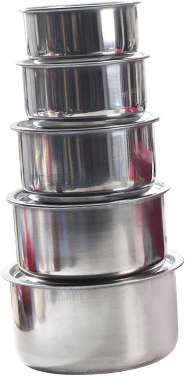 5Pcs Stainless Steel Sauce Pots with Lid Professional Cooking Tools Cookware Kitchen Accessories Kitchenware Stew Pot Set Style A