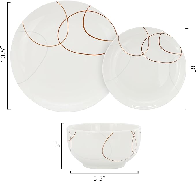 Elama Sydney 12 Piece Porcelain Dinnerware Set Service for 4