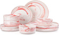 MALACASA Plates and Bowls Sets 12 Pieces Porcelain Dinnerware Sets Dishware Sets Chip Resistant Ceramic Dish Set Dining Dinner Ware Service for 4 Marble Pink Series LUNA