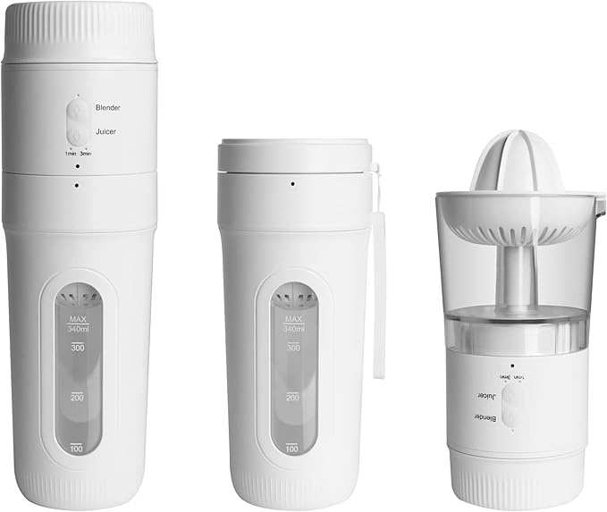 CLIVIA Portable Blender3 in 1 Fresh Juice BlenderPersonal Blender for Shakes and Smoothies12oz Juicer Cup with 4 Blades