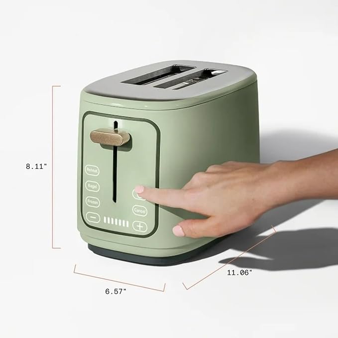 2 Slice Toaster Touch-Activated Display Extra Wide Slots Bagel Function Stainless Steel Kitchen
