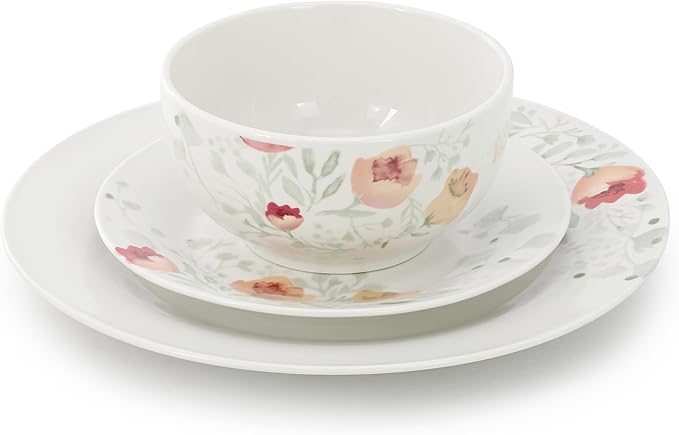 Elama Poppy 12 Piece Porcelain Dinnerware Set Service for 4