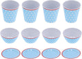 Alvinlite Dinnerware Set 12PCS Reusable Light Blue Dot Bowl Dish Set Tableware Set for Restaurant Kitchen