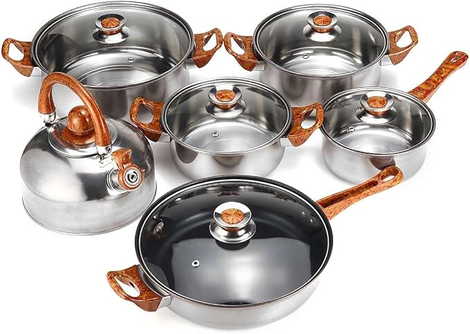 Stainless Steel Kitchen Cookware Set Cooking Pots and Pans Casseroles Frypan Saucepan Utensil sets