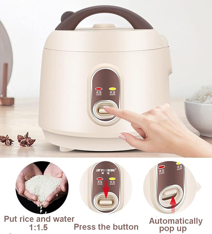Rice Cooker And Steamer Electric With Simple One-Touch Cooks Rice Meat Curry And Porridge(Beige1l)