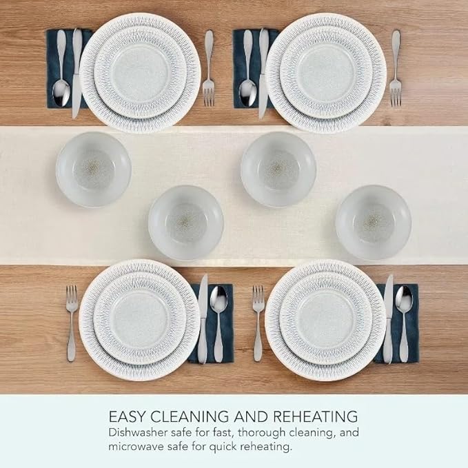 12 Piece Dinnerware Set Service for 4 Dishes and Plates Sets Dinner and Ceramic