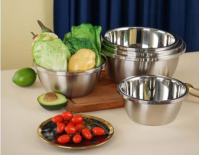 Mixing Bowls Classic Pots and Pans Set 5-Piece Cookware Set 304 Stainless SteelB