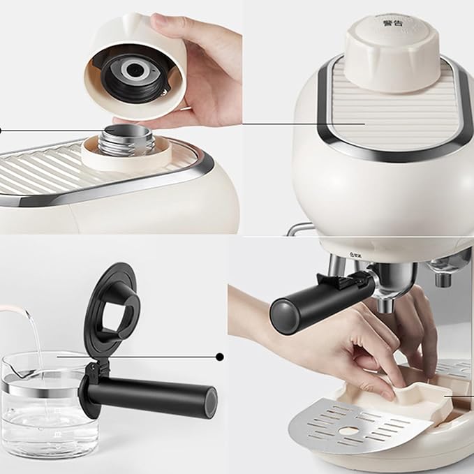 Home Retro Coffee Machine Semi Automatic Espresso Machine with Steam Frother 5bar Water Tank 240ml 15s High Pressure Extract