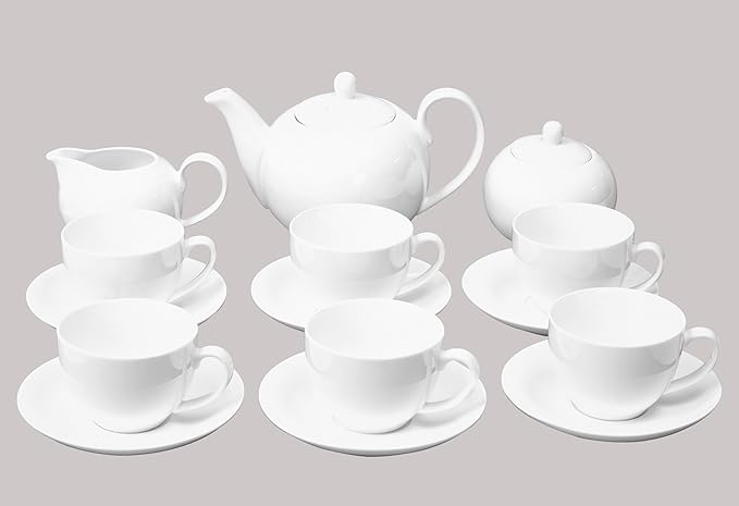 Bone China Coupe Shape Elegance White Coffee/Tea Pot 40oz
