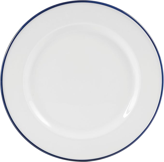 Everyday White by Fitz and Floyd Bistro Blue Band 12 Piece Dinnerware Set Service for 4