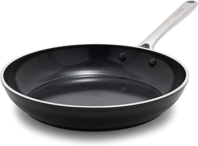 Orfeo 11” Nonstick Frying Pan Made in Italy Diamond Ceramic PFAS-Free Cookware Induction Ready Scratch Resistant Laser-Fused Surface for Durability Dishwasher Safe Black