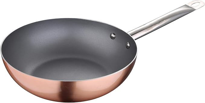San Ignacio 5 pieces (18 + 22 + 26 cm / 2 lids) set of 5 frying pans 18/22/26 cm and 2 lids pressed aluminium suitable for induction optimum plus-copper effect multi-colour