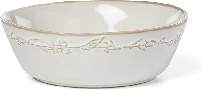 Lenox Dinnerware Set Homespun 12-Piece Set Service For 4 Stoneware Material Dishwasher &amp Microwave Safe Home And Kitchen Dishes Kitchen And Dining Plates And Bowls Sets (White 12 Pieces)