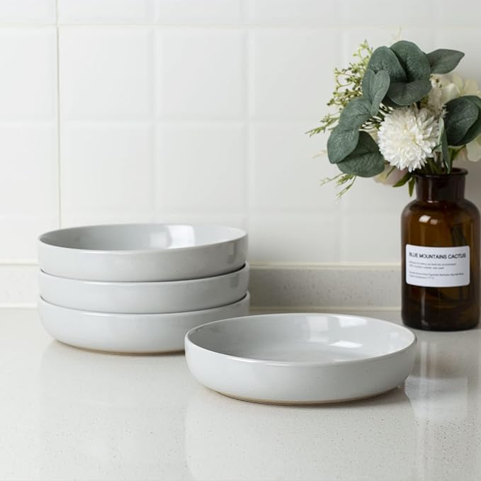 Famiware Milkyway Plates and Bowls Set For 4 16 Pieces Dinnerware Sets Light Gray