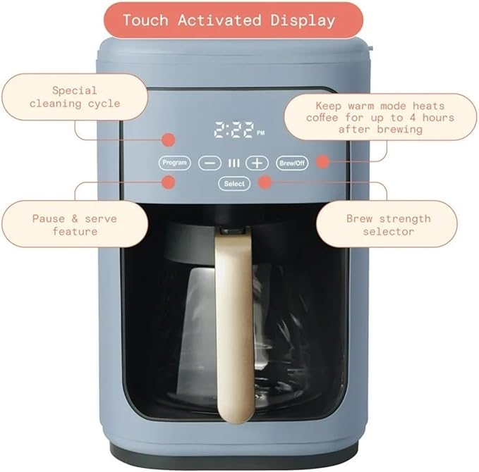 Coffee Maker 14-Cup Programmable Drip Coffee Maker with Touchscreen Controls Auto Shut-Off and Keep Warm Function