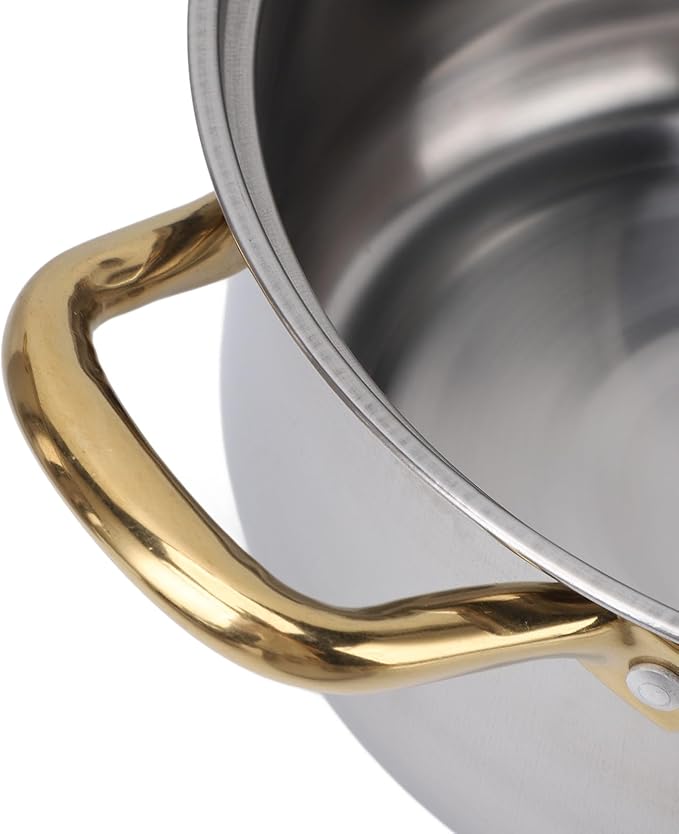 Stainless Steel Pots and Pans Set Golden Handle Multifunctional Cookware Set Kitchen Cooking Pots Glass Lids