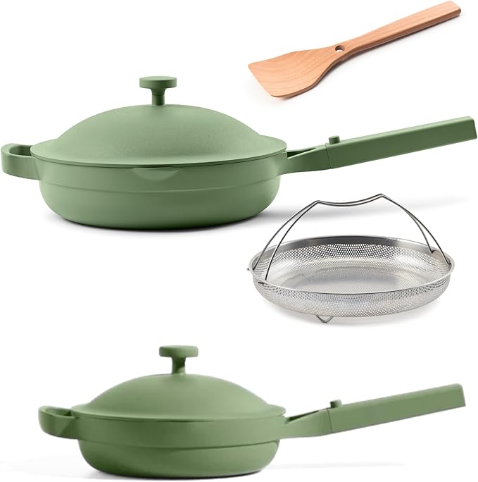 Our Place Always Pan Duo - Standard &amp Mini Always Pan 2.0 Bundle | Multi-Functional Cookware Set Replaces 20 Pieces | Sage