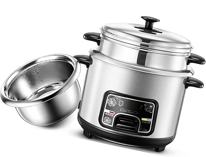 Rice Cooker With Steamer Basket 2-5L Portable Rice Cookers Stainless Steel Inner Pot With Steamer Have Warm Functions For 1-11 People (Size : 4L)