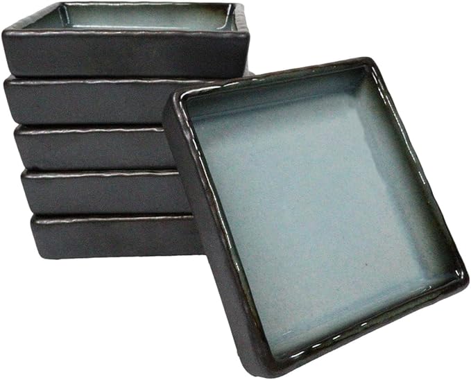 Ebros Gift Blue Sky Stars Artistic Seikai Porcelain Series Dinnerware Serveware Kitchenware Set Asian Japanese Dining Restaurant Supply (Pack Of 6 Square Condiment Sauce Dishes 2oz)