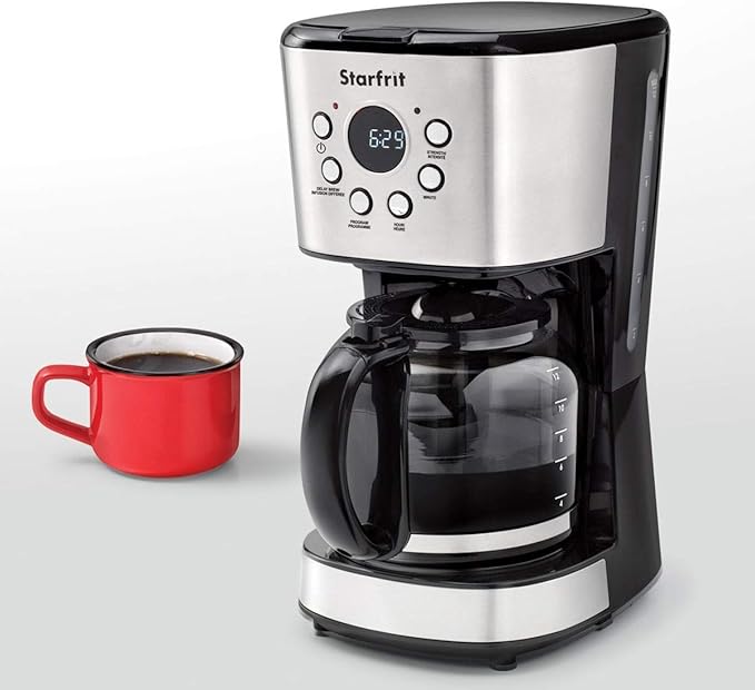 Starfrit Programmable Drip Coffee Maker - 12 Cups - LCF Display - Stainless Steel Design