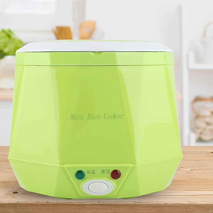 24V 1.6L Multifunctional Electric Rice Cooker Mini Travel Food Steamer Portable Meal Heater Food Warmer for Both Home And Trucks To Cook Rice Porridge Nutritious Eggs Warm Dishes (Green)