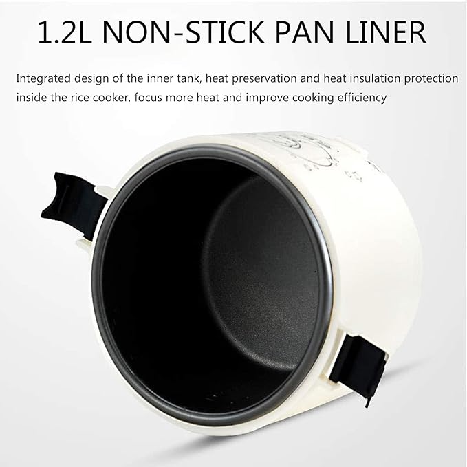 Rice Cooker Mini with Steamer Slow Cooker and Food Steamer Non-Stick Inner Pot Keep Warm Functionality 1.2L UpgradeWhite