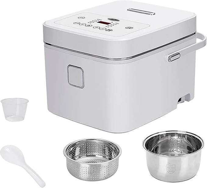 Rice Cooker&ampLow Sugar Lek Rice Pot 3L Large Capacity 304 Stainless Steel Non-Stick Liner for Family Dormitory (Green) (White)