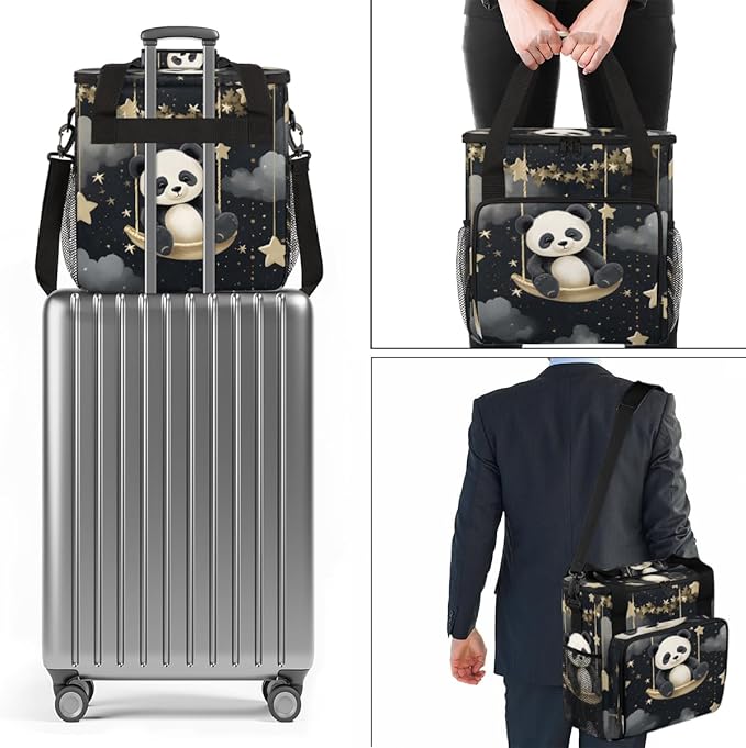 Panda Coffee Maker Carrying Bag Cloud and Star Portable Travel Storage Tote Bag Compatible with K-Mini or K-Mini Plus Single Serve Coffee Brewer Carrying Case with Multiple Pockets &amp Shoulder St