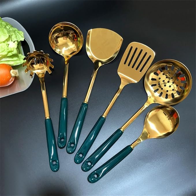Stainless Steel Kitchenware Set Home Kitchen Cooking Spatula Spoon 7 Pieces Set Ceramic Handle Spatula