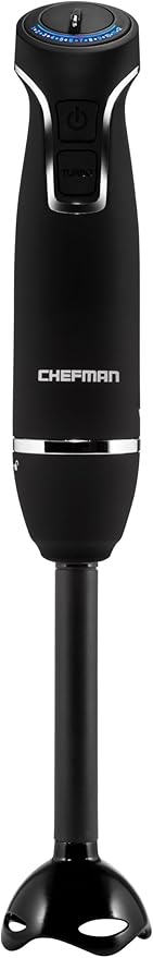 Chefman Immersion Blender 300-Watt Turbo 12 Speed Stick Hand Blender Powerful Ice Crushing Design Purees Smoothies Sauces &amp Soups Detachable Heat Resistant Plastic Blade Guard Protects Pots Bl