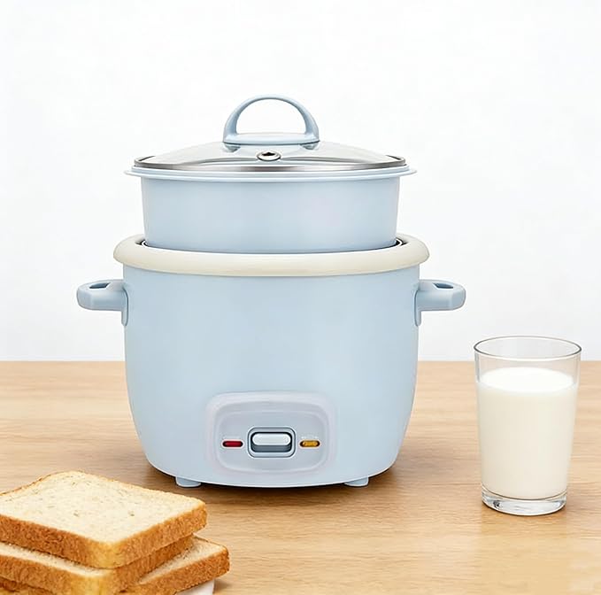 4-Cup Cooked 2-Cup Uncooked Rice Cooker &amp Food Steamer with Nonstick Ceramic &amp Pop-Up Steam Tray - Blue