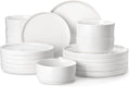 MALACASA 18 Pieces Porcelain Dinnerware Set Modern White Dish Set for 6 Premium Serving Plates and Bowls Sets Chip and Scratch Resistant Dishware Sets Kitchen Dishes Dining Ware Set Series LEAH