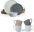 Famiware Mars Plates and Bowls Set for 4 4-Piece 14 oz Coffee Mug 16-Piece Stoneware Dinnerware Sets Multi-color